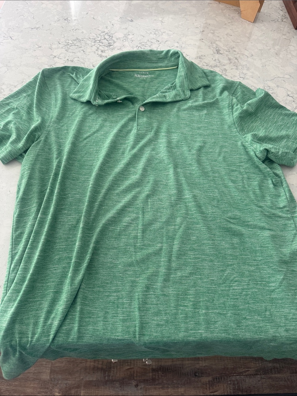 J. Crew Heathered Green Performance Polo